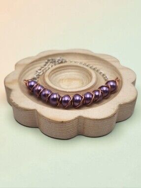 Handmade Wire-wrapped Adjustable Purple Pearl Beaded Bracelet
